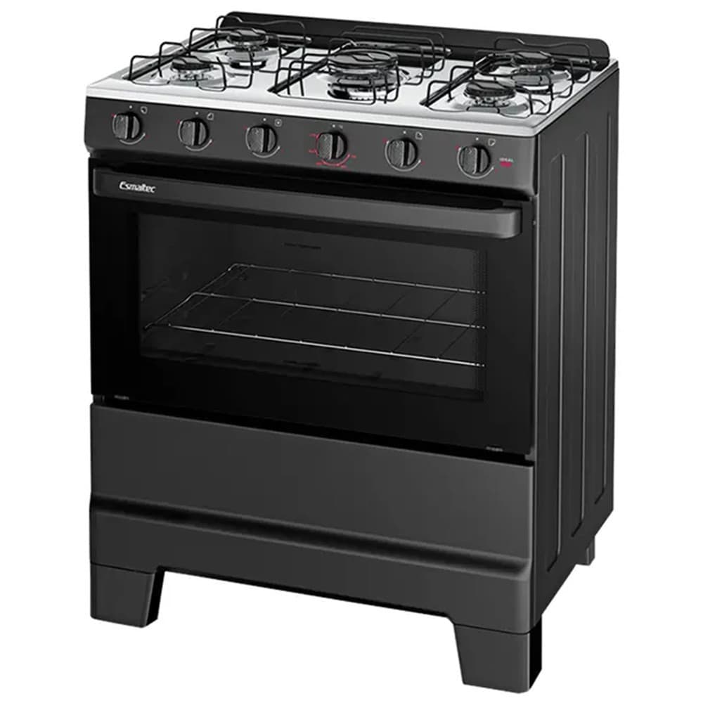 Fogão Esmaltec Ideal Pop 5 Bocas Manual Mesa Aço Inox