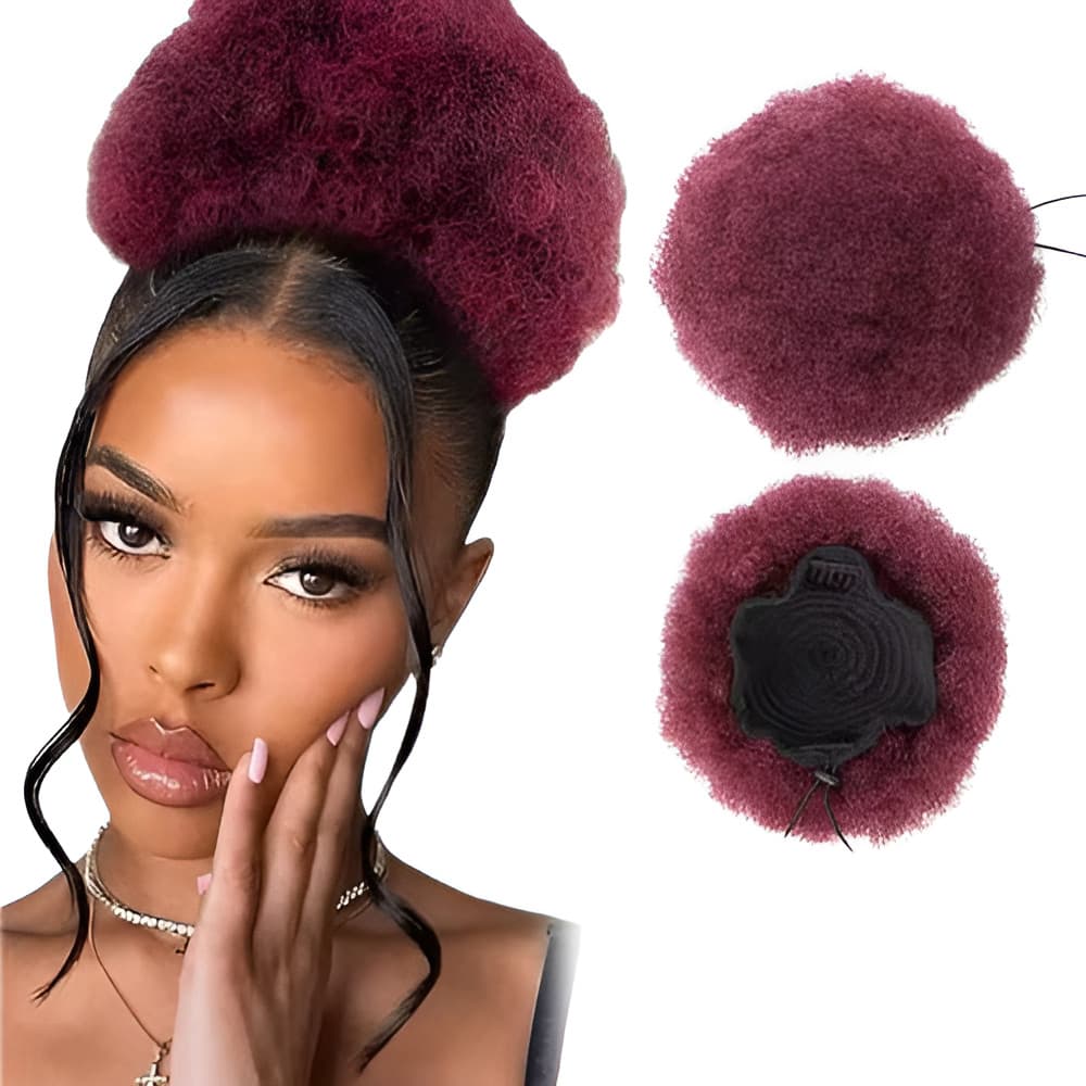 Aplique Coque Afro Puff Cabelo Cacheado Volumoso Orgânico