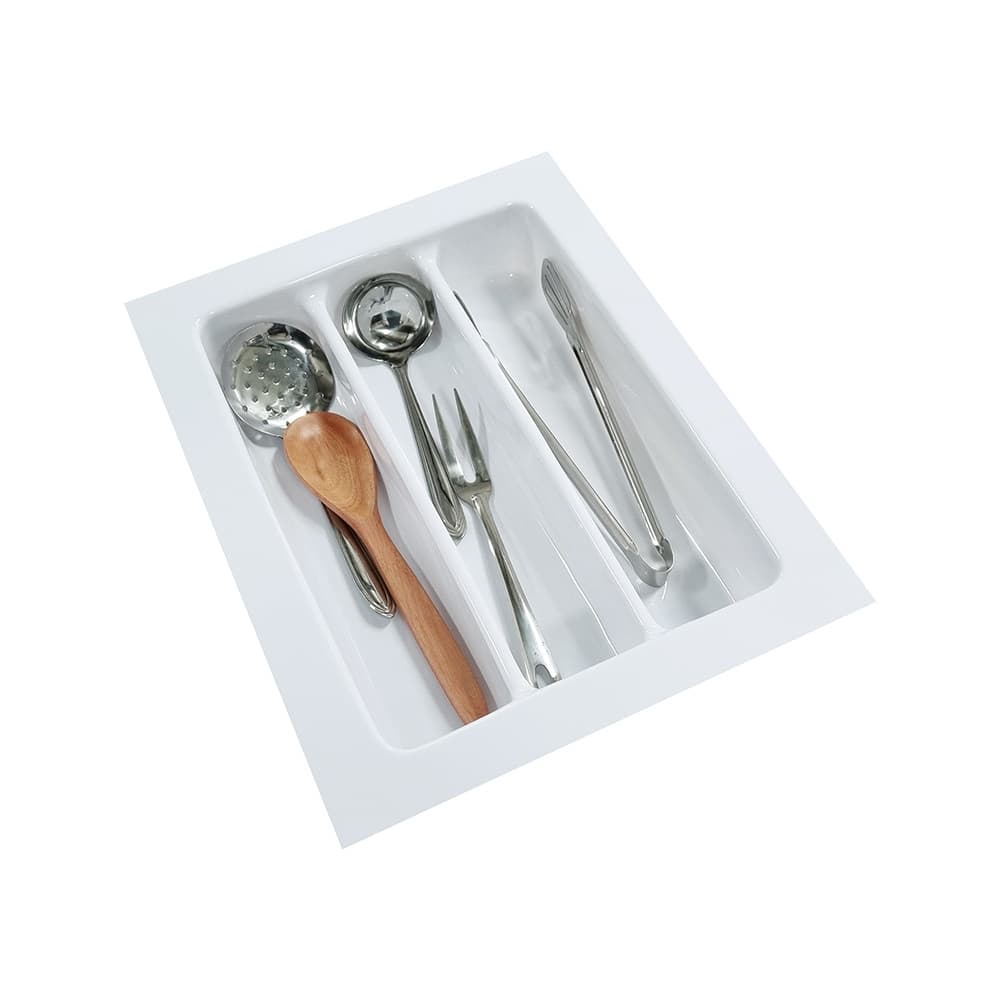 Organizador de Gaveta Porta Talheres Cozinha Ajustável 3 Divisórias 36x46cm Branco OG-107