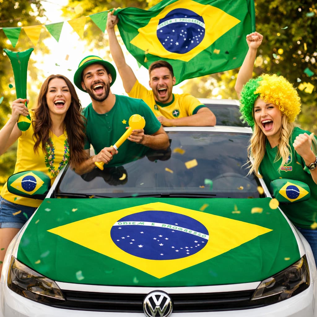 Kit Copa do Mundo Brasil 🇧🇷 Completo – Bandeira +Capa de  Retrovisor + Bandeiras de Janela + Corneta