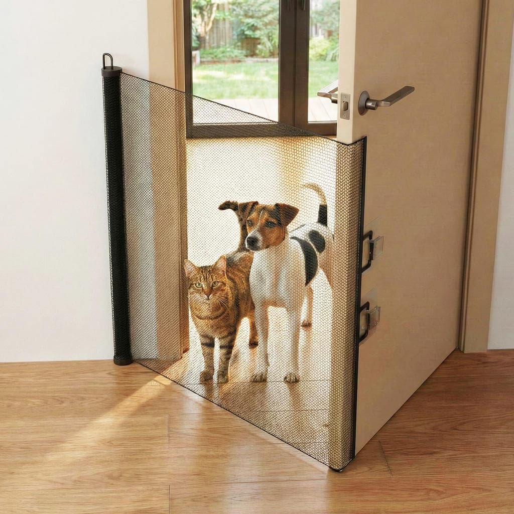 Grade Tela De Proteção Pet E Criança Retrátil Automática Portão Segurança Cães E Bebês