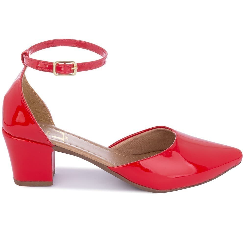 Sapato Feminino Mule Scarpin Fivela Bico Fino Salto Grosso Lolitta Fashion
