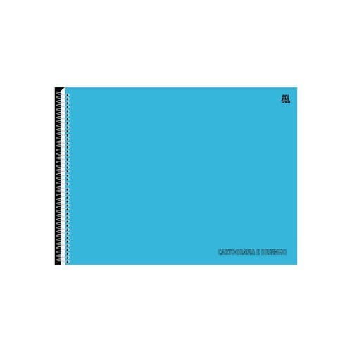 Caderno Cartografia Desenho Papel Grosso Capa Lisa Azul Profissional Duravel