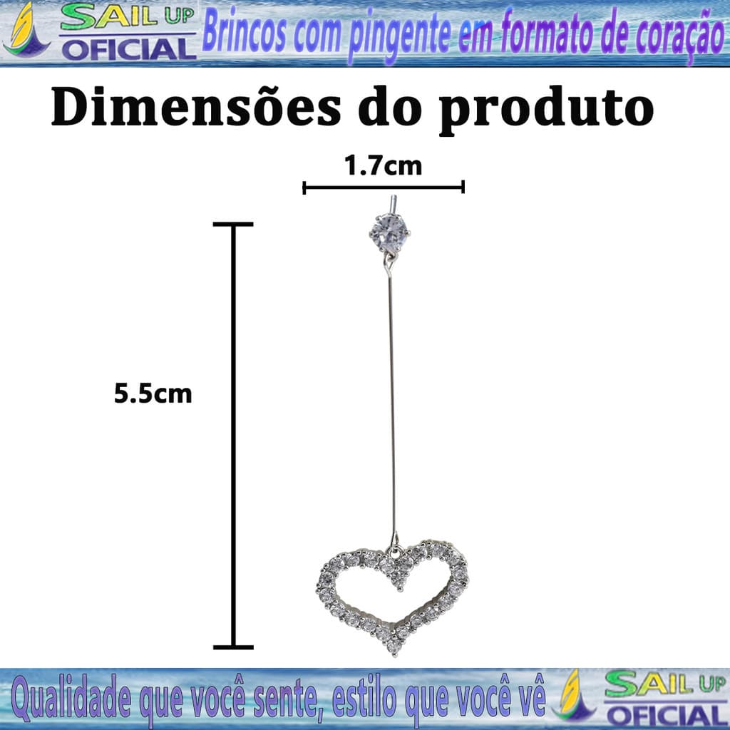 Brincos De Zircônia Banhado A Prata 925 Um Par Com Bolsa Brincos Com Pingente Em Formato De Coração