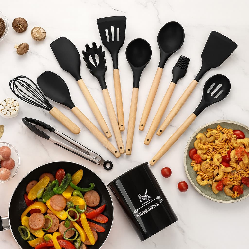 Utensílios de cozinha silicone Copo Suporte Jogo de Cozinha