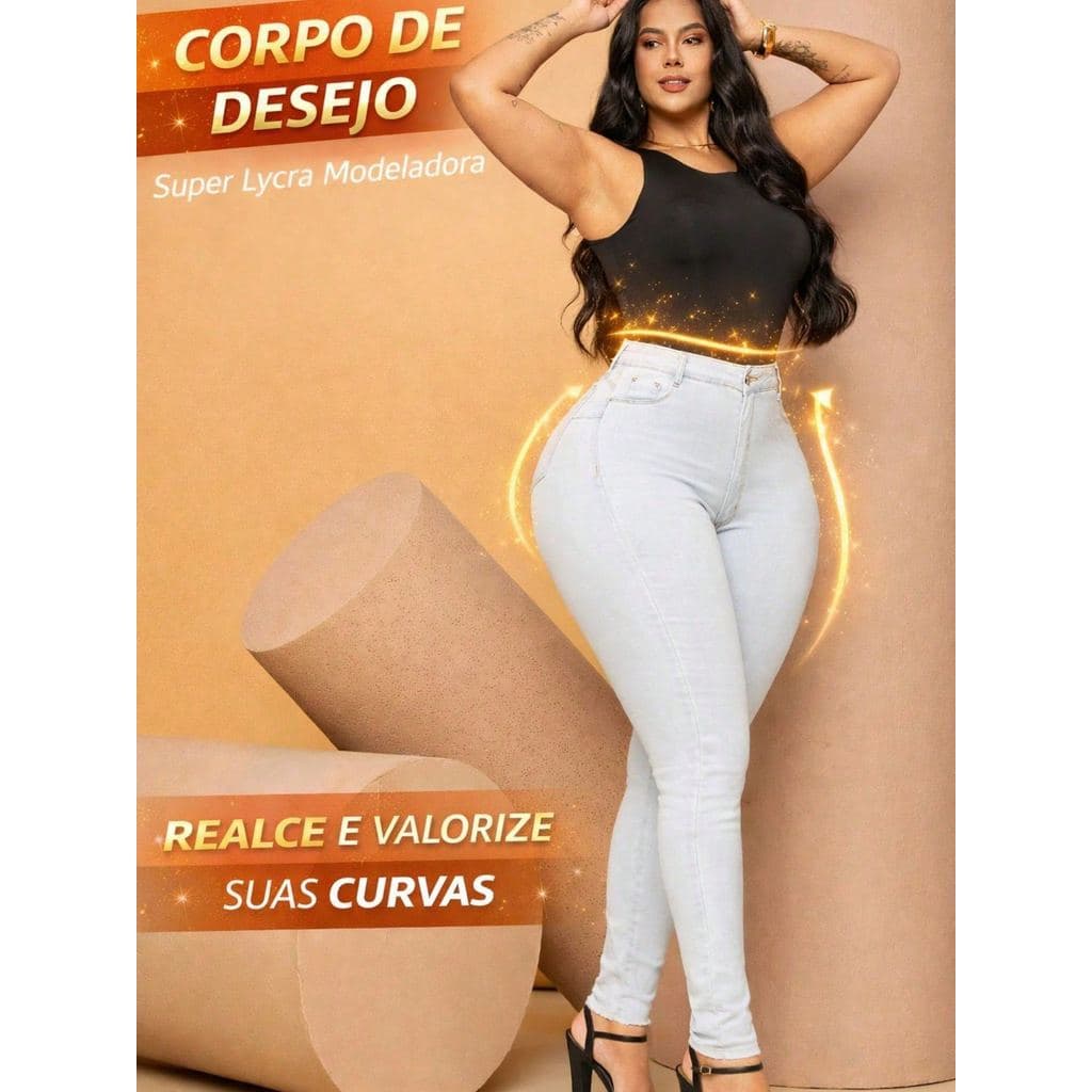 Calça Jeans Plus Size Clara Super Modeladora Cintura Alta