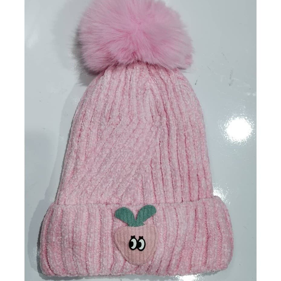 touca chapéu inverno lã menina pompons várias cores（nvtq）