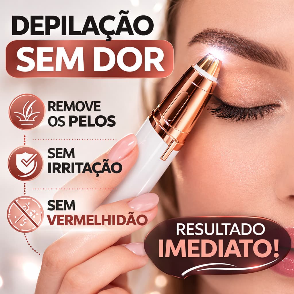 Depilador de Sobrancelha Elétrico Indolor USB Caneta Depiladora Facial Portátil Recarregável com Luz LED