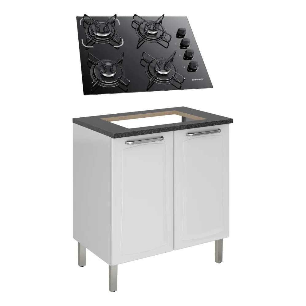 Kit Balcão Itatiaia Tarsila Branco +cooktop Itatiaia 4 Bocas