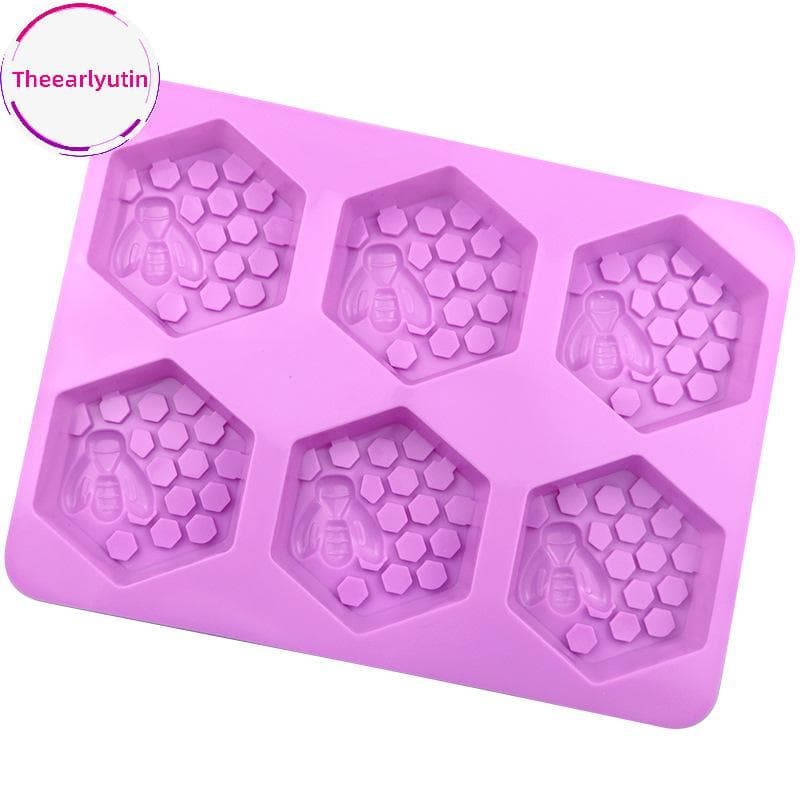 theearlyutin 3D Sabonete Artesanal Molde De Silicone 6 Peças Forma De Abelha DIY Sabão Caseiro Honeb Bolo br