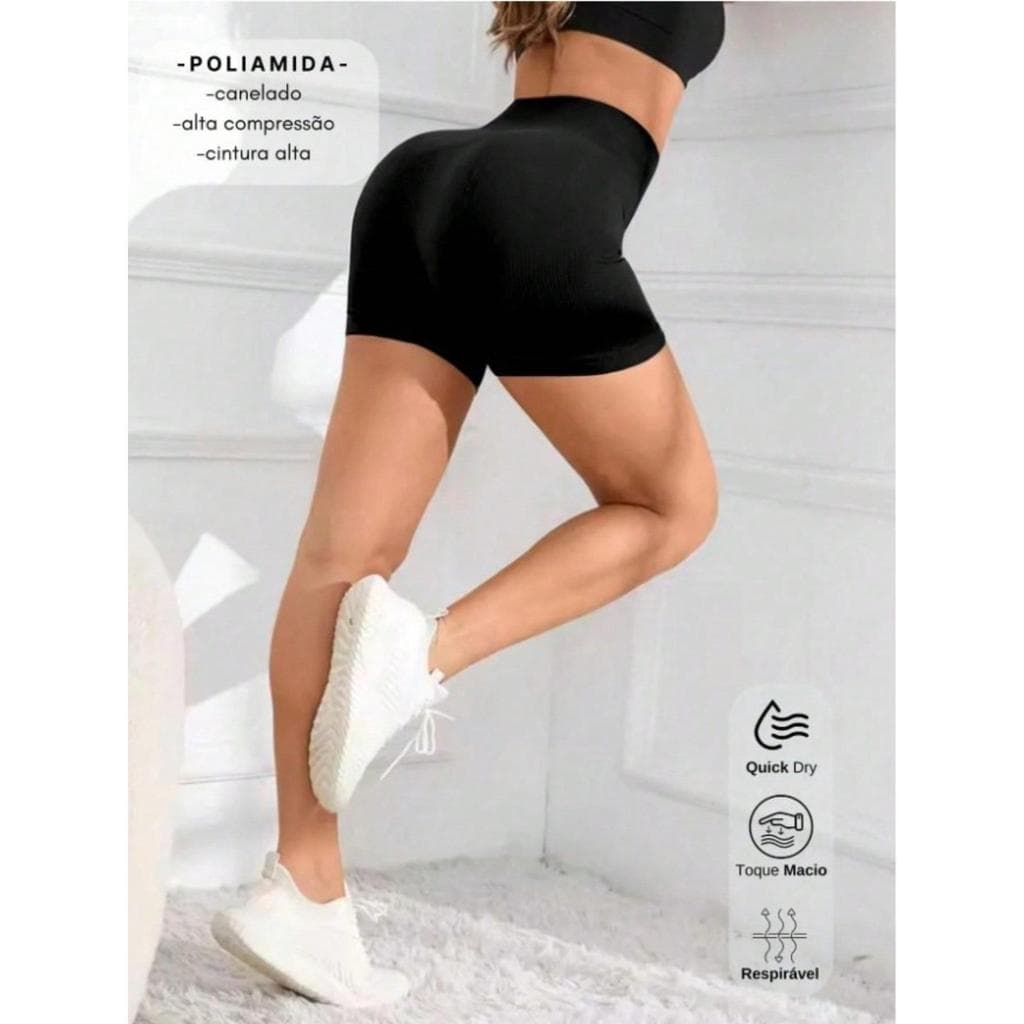 kkx-14 Shorts Canelado Seamless – Alta Compressão calça legging marcado