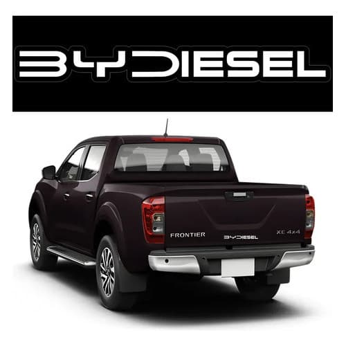 Adesivo Bydiesel Diesel Branco Caminhonete 30x3 Caçamba Traseiro