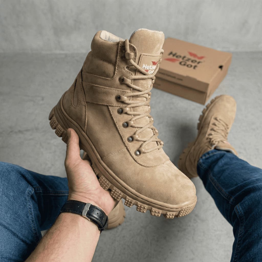 Bota Coturno Adventure Masculina Militar Motociclista Couro Legítimo Areia
