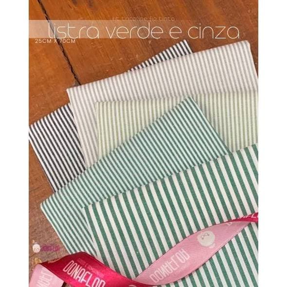 KIT 5TRICOLINES FIO TINTO LISTRA VERDE E CINZA - Medida 25x70cm - 100% ALG