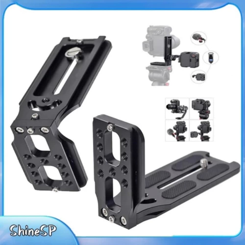 Suporte em L de Alumínio para Câmera na Vertical – Compatível com Tripé, Gimbal e Monopé – Padrão Arca-Swiss