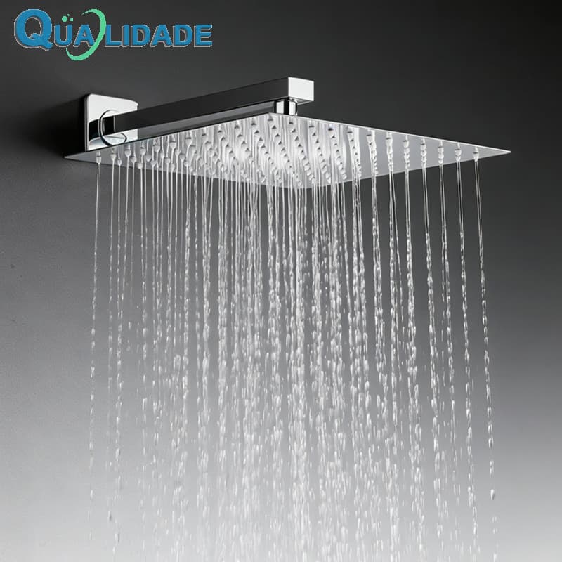 Chuveiro Ducha Inox 304 Quadrado 20/30cm Slim Banheiro Prata Preto Piscina Externa Com Braço