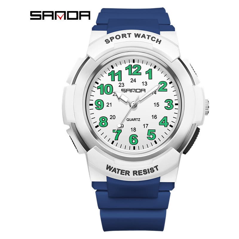 Sanda marca rel贸gio masculino grande mostrador rel贸gio colorido ilumina莽茫o exame estudante rel贸gio de quartzo Digital 脿