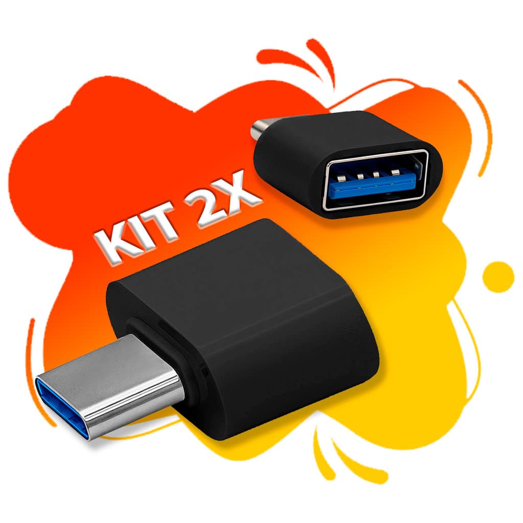 Kit 2X Mini Adaptador OTG Tipo-C P/ USB Musicas e Fotos Direto no Seu Celular
