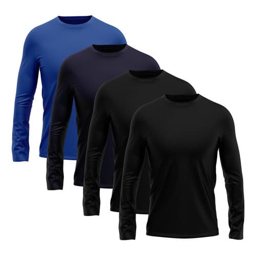 Kit 4 Camisetas Masculina Manga Longa  Proteção Solar Uv