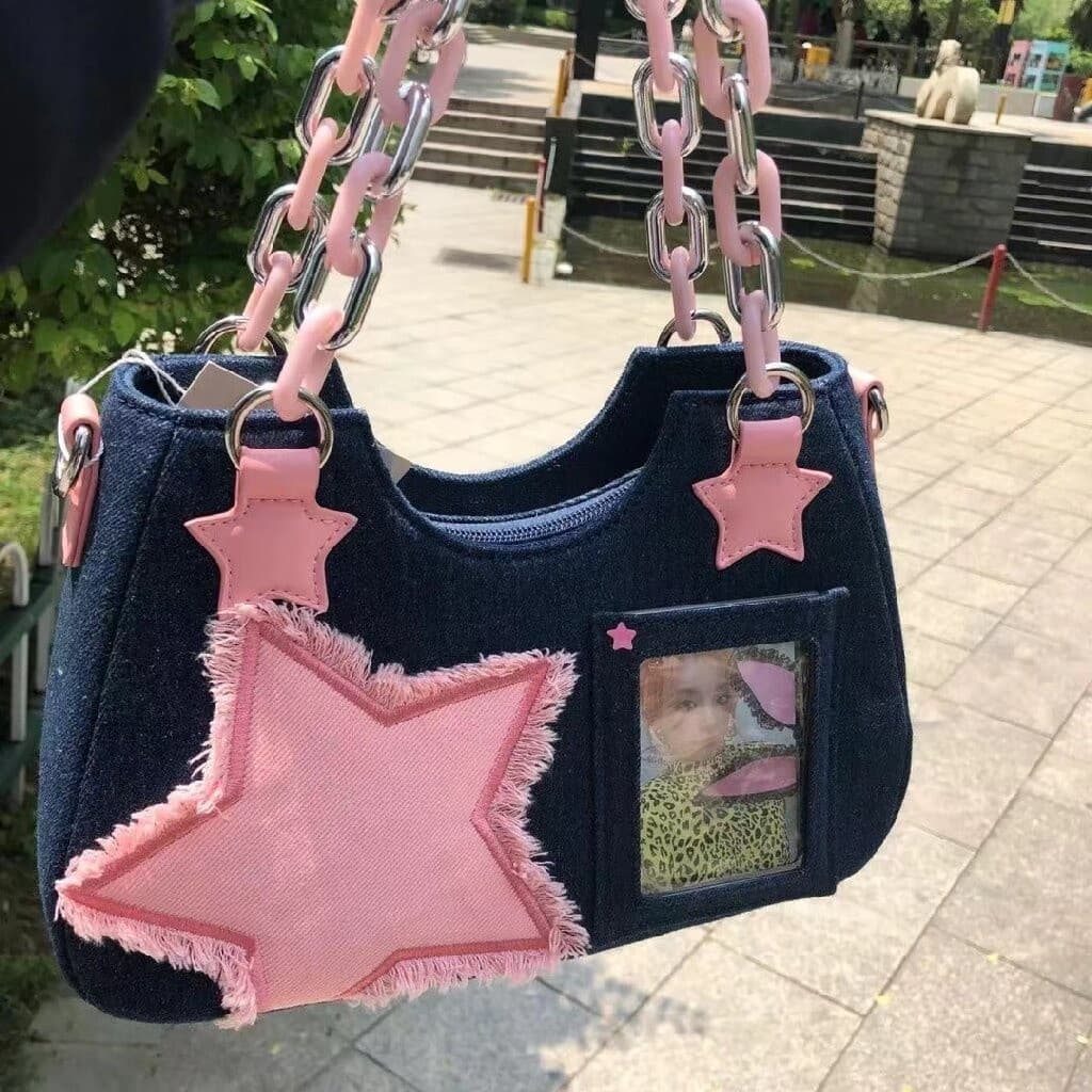 Bolsa de Jeans Transversal de Um Ombro para Meninas Nova A.T.A