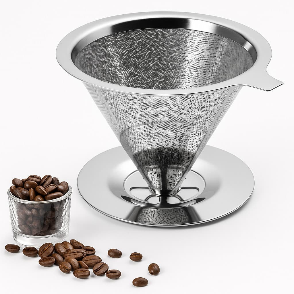 Coador de Café Inox 304 Reutilizável – Sabor de Prensa Francesa, Sem Papel, Sustentável DKL