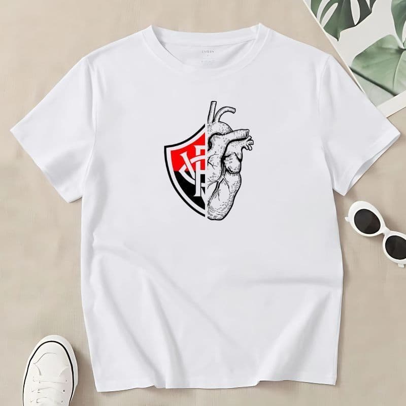 Camisa Do Vitória Masculina Confortável Camiseta de Time Baiano Blusa Esportiva Branca Masculina Confortável