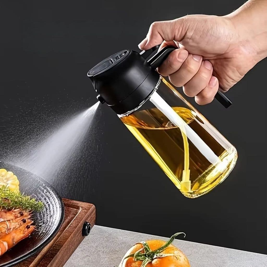 Borrifador Azeite De Vidro 2 Em 1 Com Spray Galheteiro Duplo Cozinha Prática