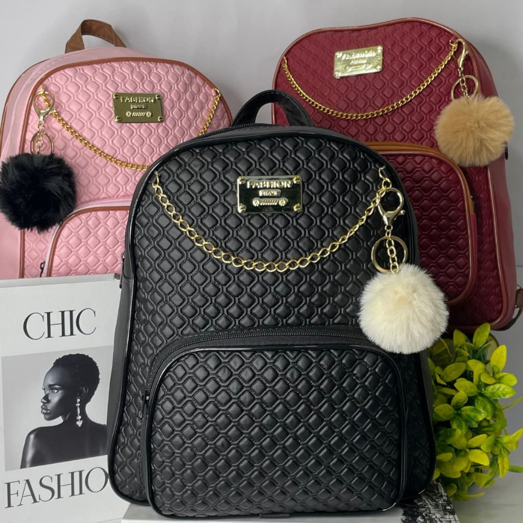 Mochila Feminina Lindo Detalhe Corrente Dourada Estilo Fashion