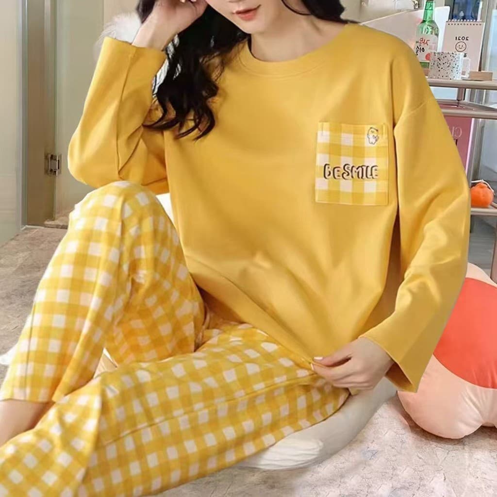 2024 pijamas femininos primavera outono calças de manga comprida terno de alto valor impresso solto Homewear pode ser us