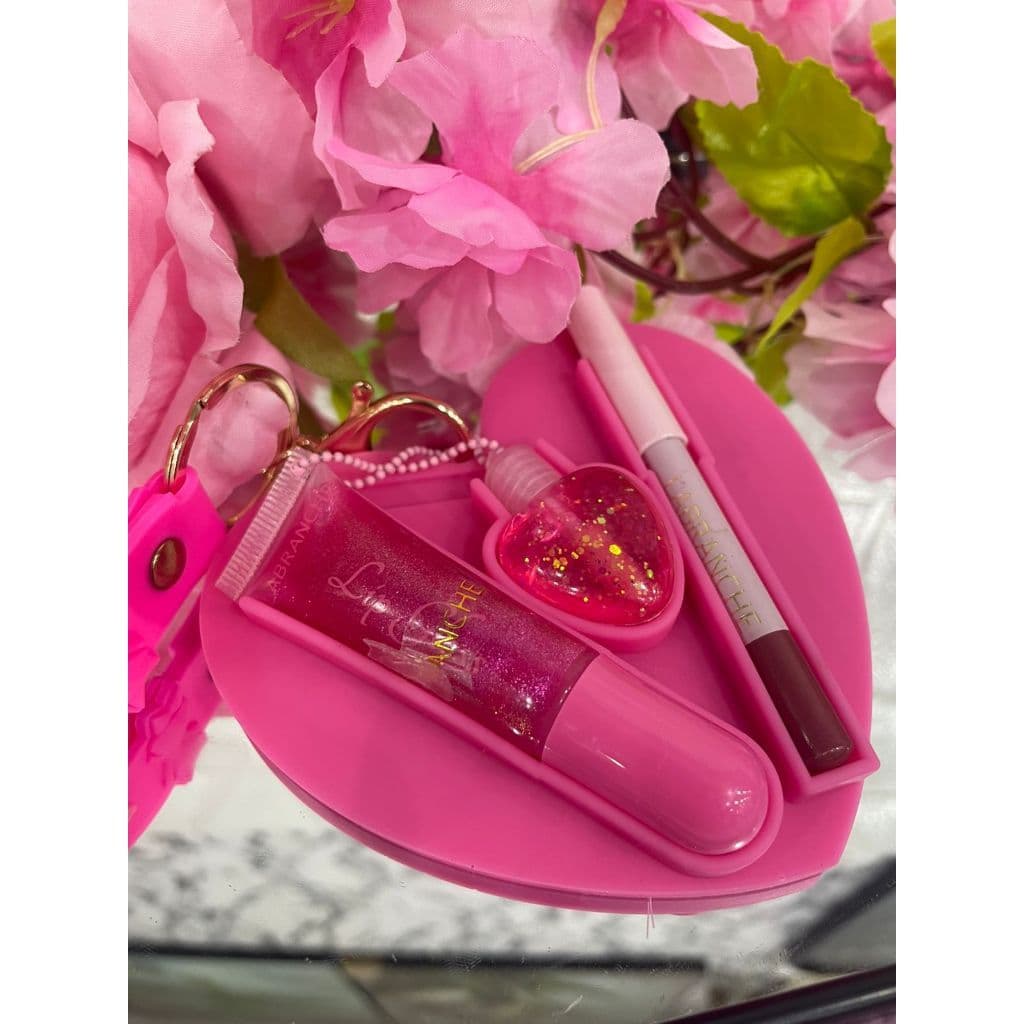 Kit Lip Gloss 3 em 1 com Chaveiro de Coração – Edição Sweet Heart