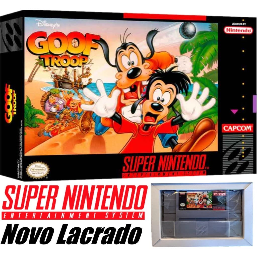 Cartucho Goof Troop Super Nintendo Pateta & Max Disney Fita de SNES Capcom Completo Novo Lacrado Na Caixa RS