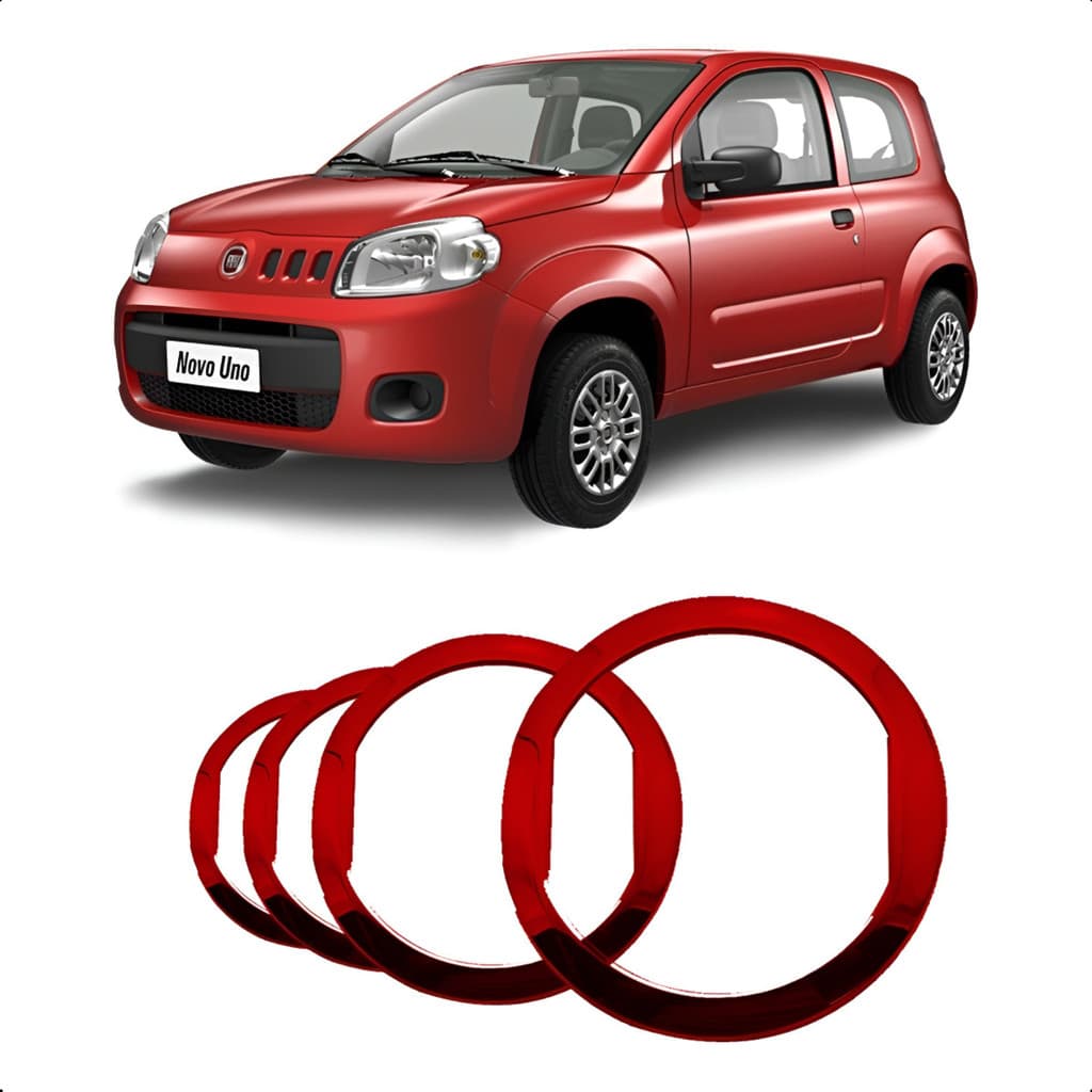 Kit 4 Aplique Entrada Ar Vermelho Fiat Novo Uno 2012...2015