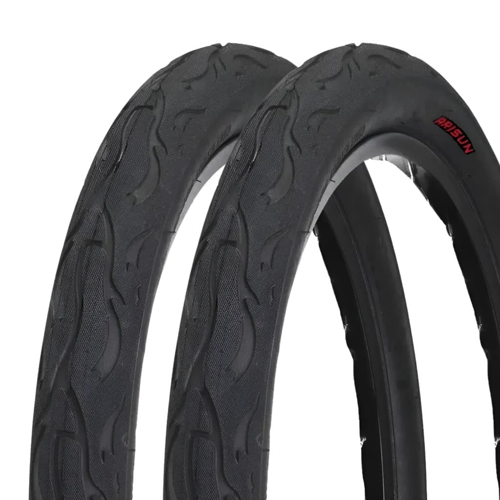 Par Pneu Bike Balão Slick Flame Fogo Aro 24 X 2.125 Freeride Arisun