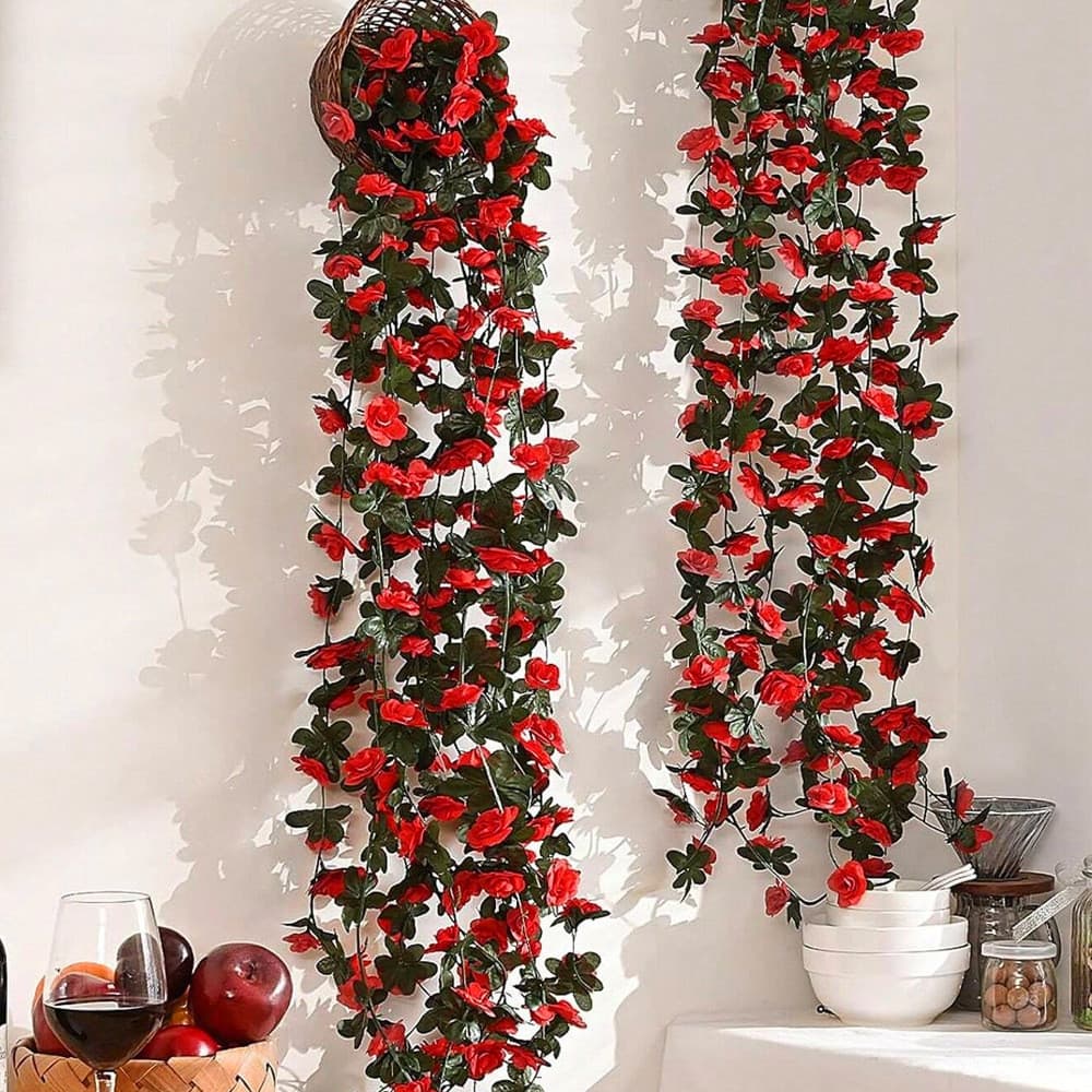 [Em Estoque] Guirlanda de Flores de Videira de Rosa Artificial de 2,4 m para Faça Você Mesmo: Coroa e Artesanato Floral