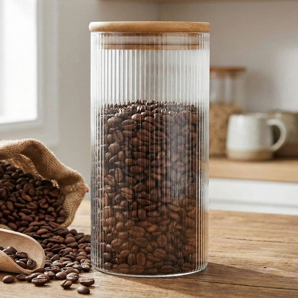 Pote de Vidro Borossilicato com Tampa Bambu 650ml Hermético Alto Tuut