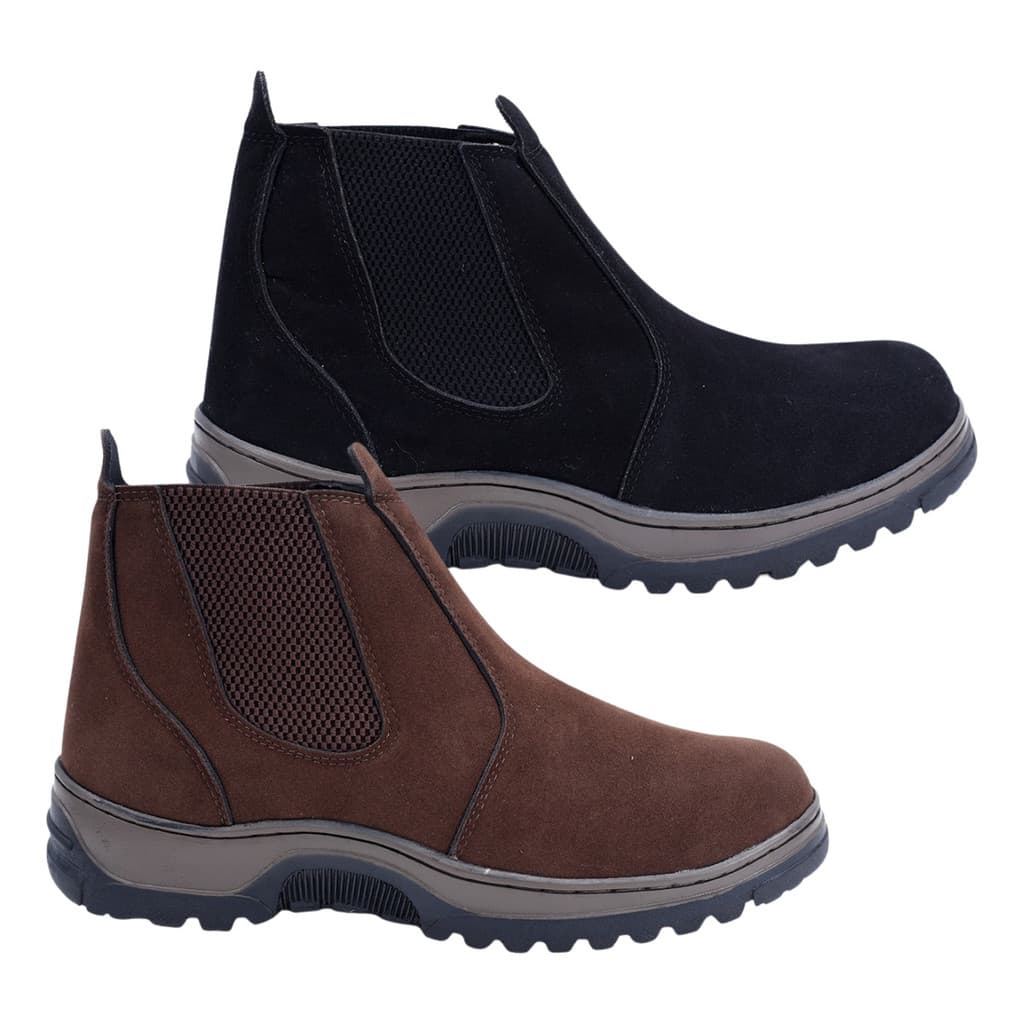 Kit 2 Pares Bota Botina Masculina Camurça Trabalho Rodeio