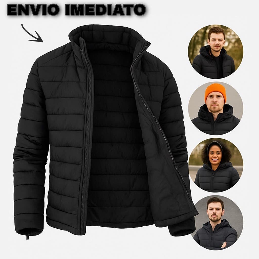 Jaqueta Puffer Bobojaco Impermeável Unissex Frio Intenso Blusa Masculina Inverno com Capuz Removível