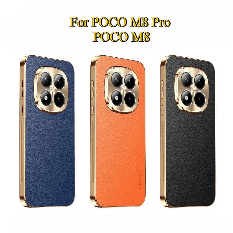 Capa Para POCO M8 Pro 5G Revestimento De Couro PU À Prova De Choque M8Pro Textura De Proteção De Lente Lichee Padrão Cas