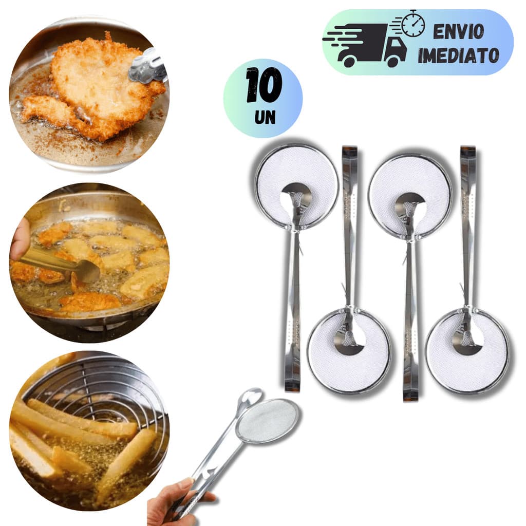 KIT 4 A 10 ESCUMADEIRA FRITURA E COZINHA INOX PEGADOR GRANDE COZINHA BAR CHEF