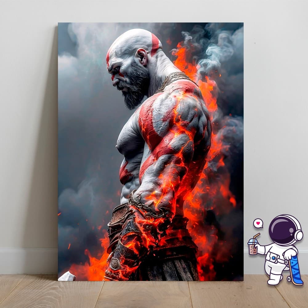 Quadro Placa Decorativa - Gamer God Of War kratos Arte 20x28 ou 40x28CM MDF