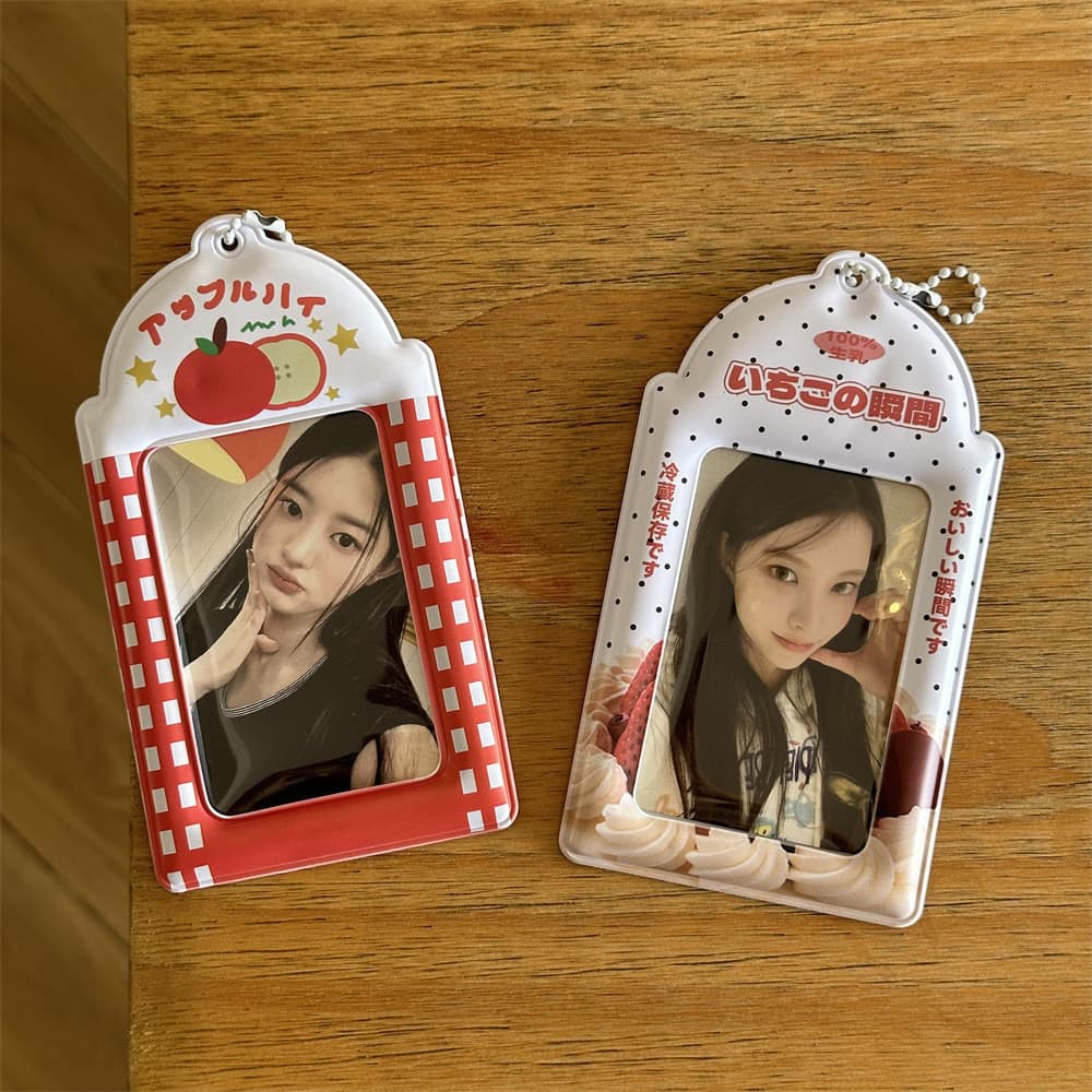 Porta-cartões Polaroid de 10cm em estilo Ins, com estampa de morango, creme e maçã, para armazenamento e exibição de car