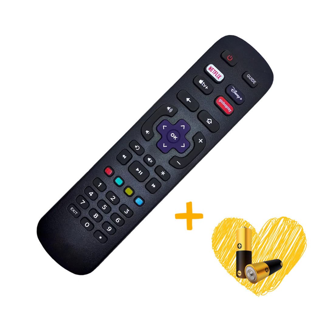 Controle Compatível com Philco Roku TV LED Smart Netflix Disney GloboPlay | Reposição | Compatível + Pilhas