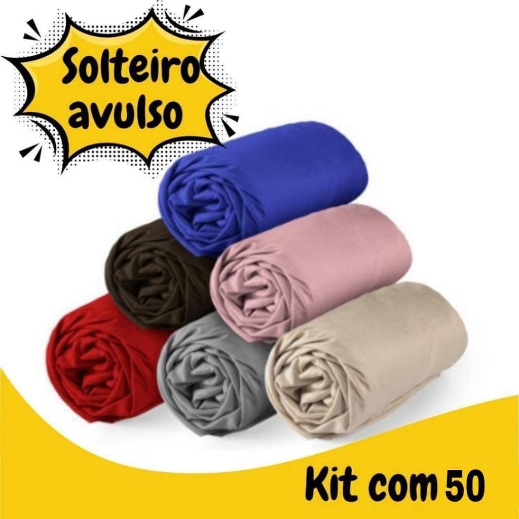 KIT C/ 50 Lençol Solteiro Avulso Microfibra - Cores Sortidas