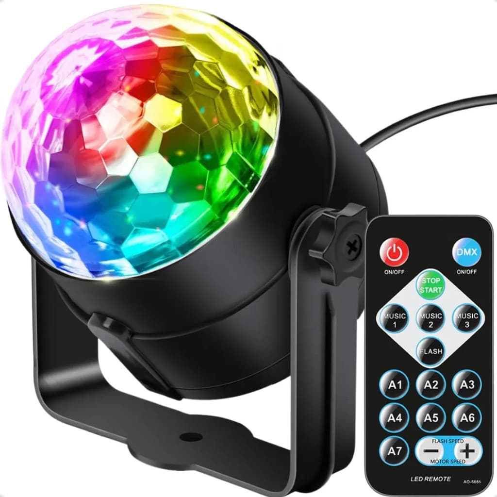 Mini Globo Giratório Jogo De Luz Rgb Festa Balada Iluminação Bola Maluca Led Dança Marca Ex Decor