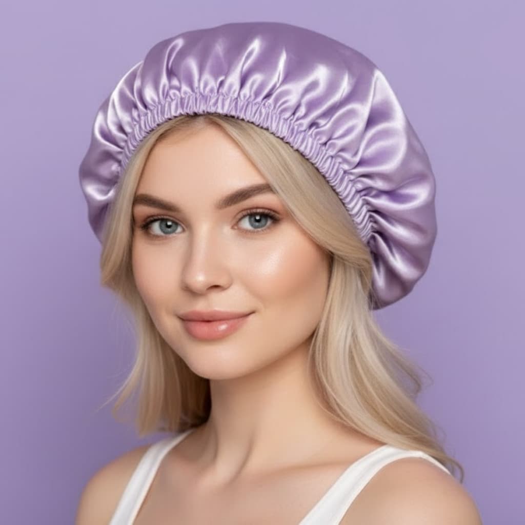 Touca de Cetim Lilás/Roxo para Proteção Capilar