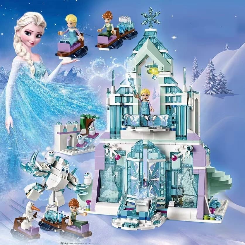 731 Peças Blocos de Montar Castelo de Gelo - Brinquedo Educativo de Montagem, Presente para Meninas Estoque Pronto