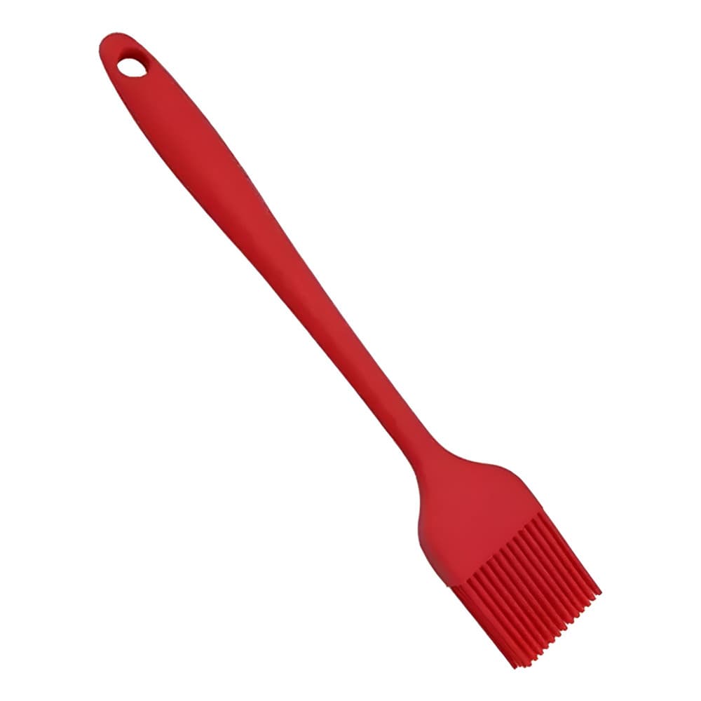 Pincel Culinário Silicone Vermelho 24cm com Suporte Cozinha Carnes Massas Assar