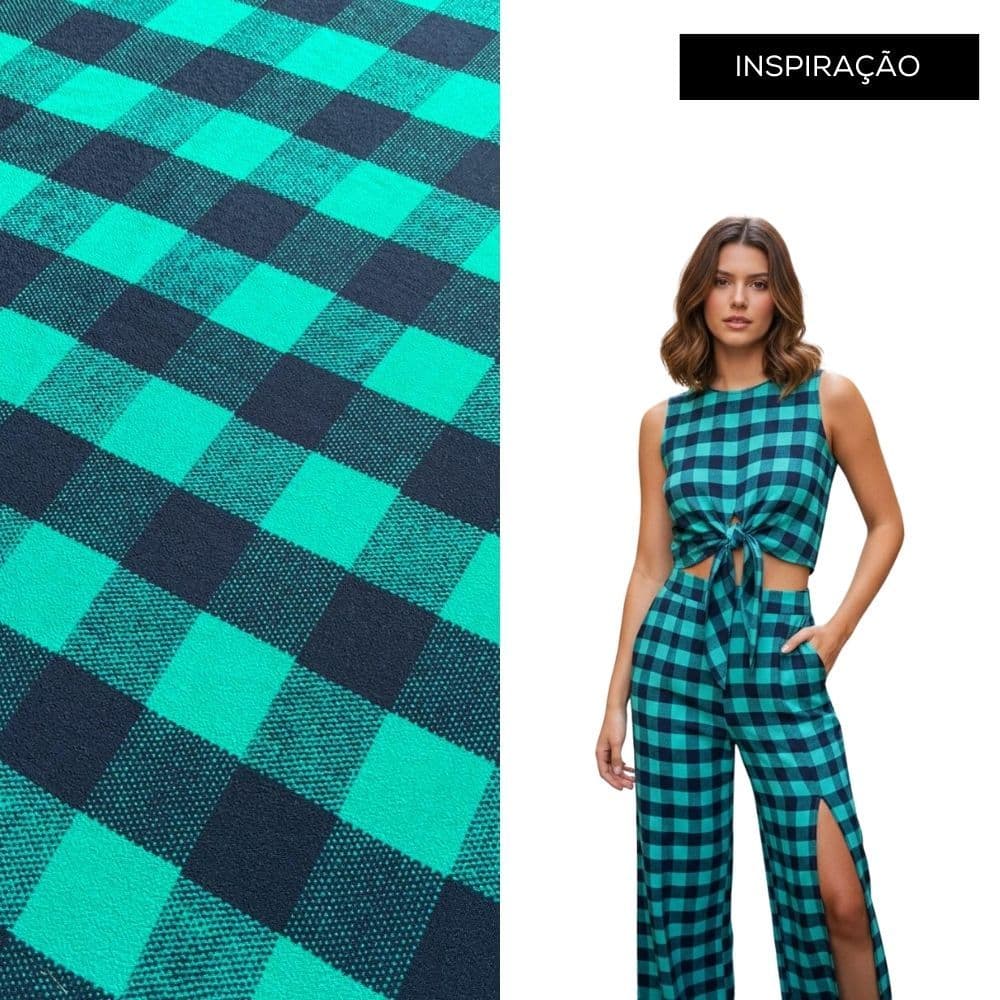 Xadrez - Tecido Estampado Digital -  Largura 1,30 m - 100% Viscose