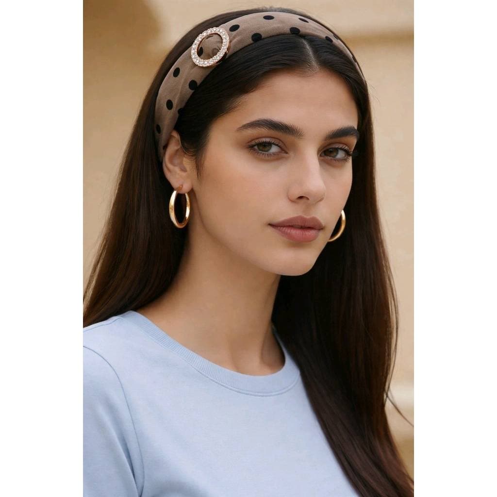 Faixa de cabelo Tiara Feminina Tecido Detalhe fivela com Bolinhas