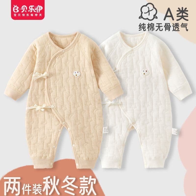 Bebê outono inverno macacão de manga comprida bebê acolchoado macacão quente monge roupas bebê atado engrossado macacão